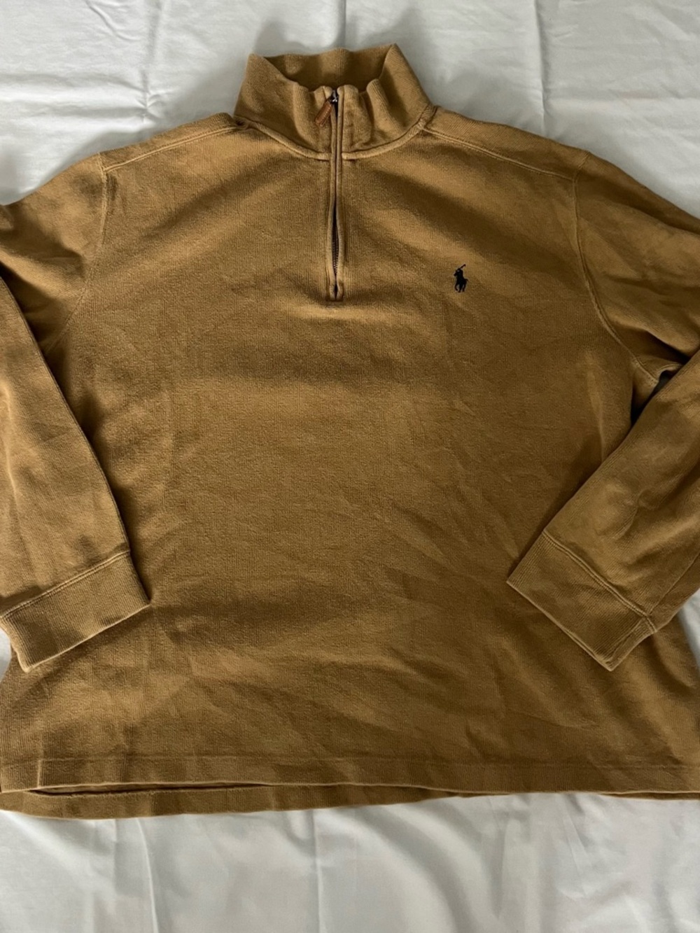 Ralph Lauren Men's Chest-Logo Zip-Up Sweater in Caramel Brown Xl